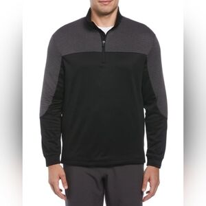 PGA Tour Golf 1/4 Zip Pullover Mens Black/Gray Mock Neck Performance Top XLarge